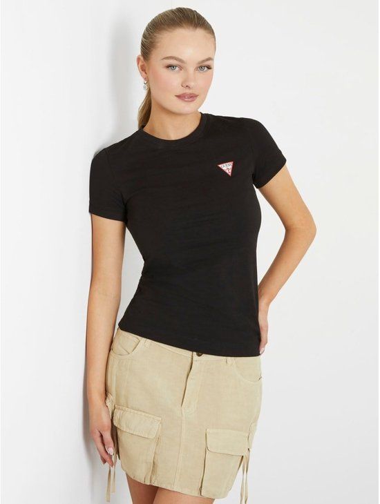 Guess Classic Logo Tee Short Sleeve Crew Neck Wo - Black Shirts