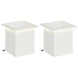 vidaXL Jardinière de jardin avec LED 2 pc Blanc 30 x 30 x 30 cm Acier