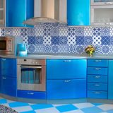 Azulejos Zelfklevende tegelstickers voor cementtegels, mozaïek, wandtegels, badkamer en keuken, cementtegels, wandstickers, 10 x 10 cm, 9 stuks