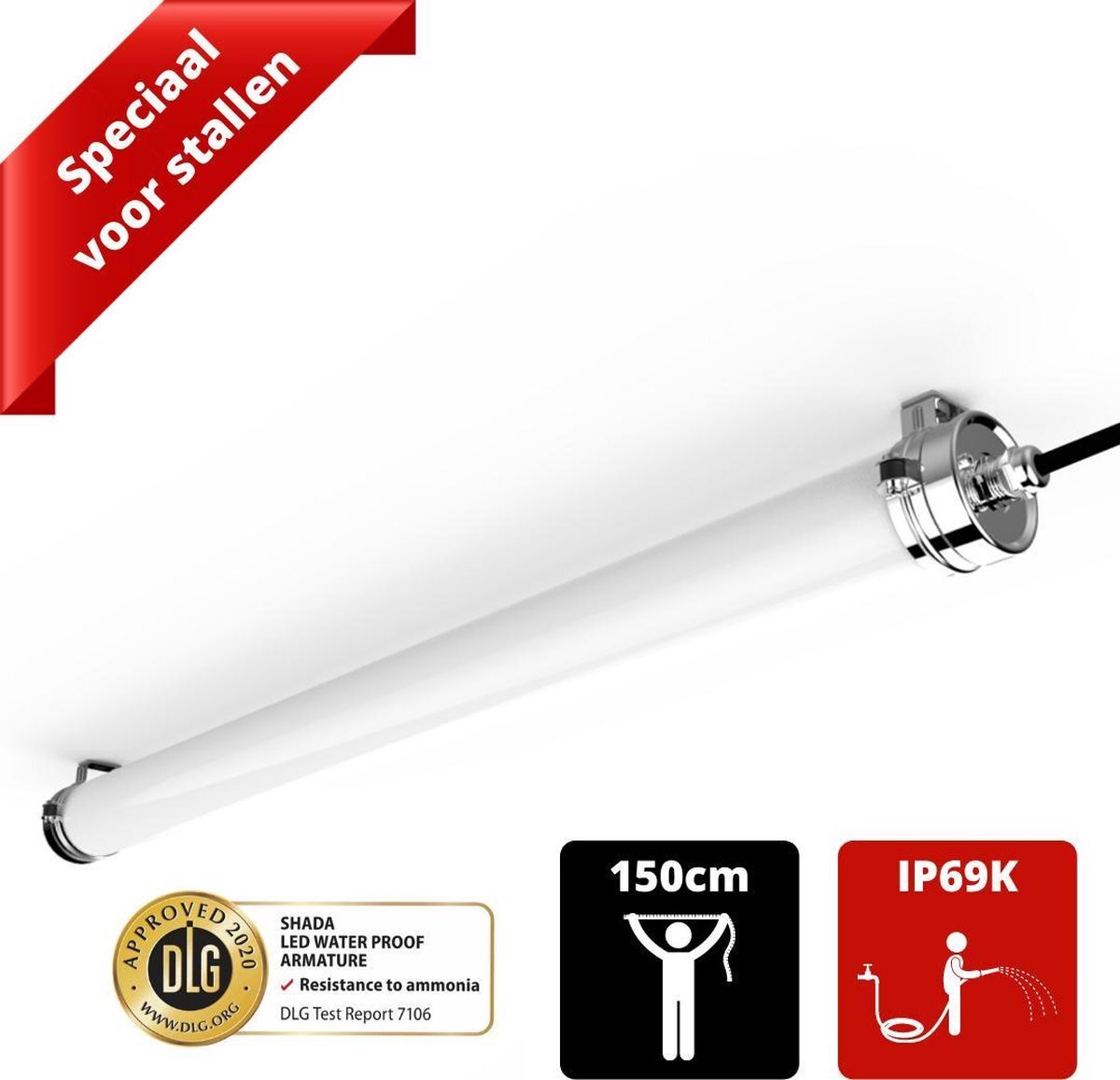 Proventa Agrarische LED TL verlichting 150 cm - Ammoniakbestendig armatuur - IP69K