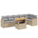 vidaXL 7-delige Loungeset met kussens, polyrattan, beige