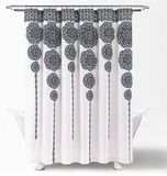 Lush Decor Stripe Medaillon douchegordijn-stof mandala, bohemien, Damask print ontwerp, 183 x 183 cm, marineblauw