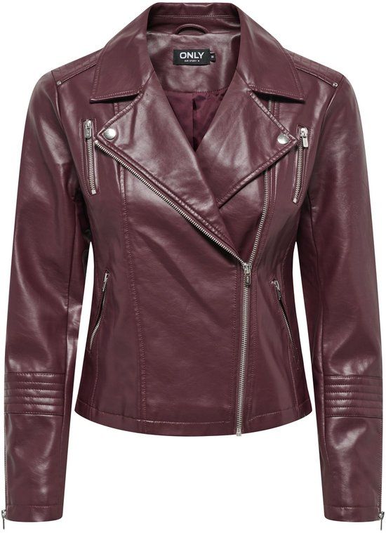 ONLY Gemma Faux Leather Biker OTW NOOS Dames Gewatteerde Jas - Maat 42 - Imitatieleer - Polyester - Decadent Chocolate