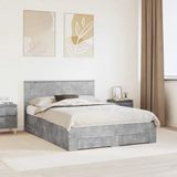 vidaXL Bedframe met lade Beton Grijs 140 x 200 cm Bewerkt hout