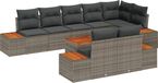 vidaXL Tuinbank Set 8-delig Grijs Polyrattan