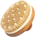 Croll & Denecke Massageborstel met noppen - Anti-cellulitisborstel - Doucheborstel - Scrubborstel - Droogborstelen - Beukenhout - Bruin/Wit