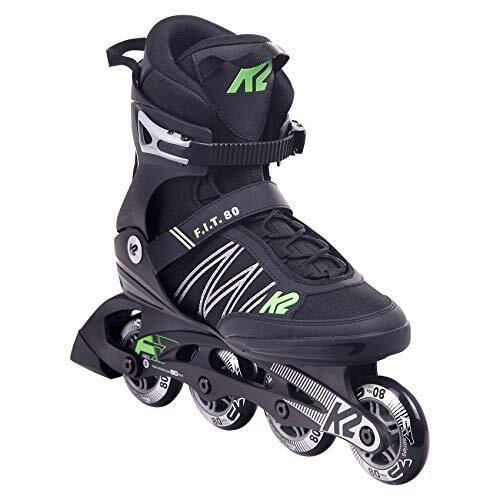 K2 Inline Skates F.I.T. 80 voor heren met softboot, zwart - groen, 30E0873, EU: 44 (UK: 9.5 / US: 10.5)