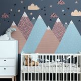 Ambiance Sticker Muurstickers voor kinderen - Scandinavische bergen - 50x75cm