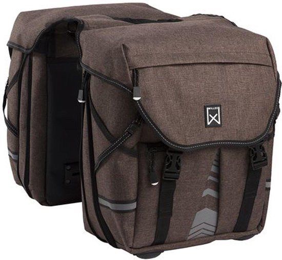 Dubbele Fietstas 20L - Bruin - Waterafstotend - Polyester - Achter - Inclusief Regenhoes