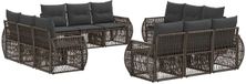 vidaXL Tuinbank - Set - 12 zitplekken - Grijs en Donkergrijs - Polyrattan