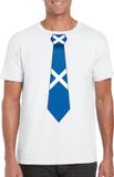 Bellatio Decorations Shoppartners Bv Wit t-shirt met Schotse vlag stropdas heren - Schotland supporter L