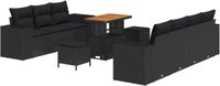 vidaXL Tuinbank - Set - 10 - st - Zwart - poly - rattan