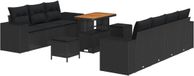 vidaXL Tuinbank - Set - 10 - st - Zwart - poly - rattan