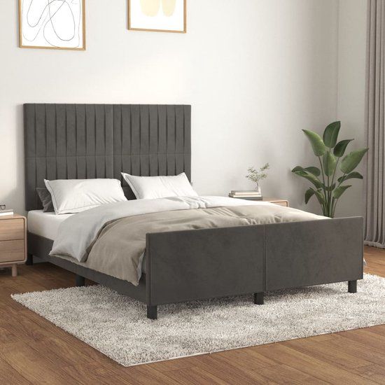 vidaXL Bedframe Fluweel Donkergrijs 140x190 cm