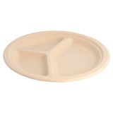 Garcia de Pou 149.16 Bionic Round Paper Plate, Natural, 26 cm Diameter, 3 Compartments, 50 Pieces