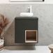 Hudson Reed Hoxton Meuble sous vasque suspendu 60cm noir gris avec étagère ouverte, LED et vasque à poser ronde blanc