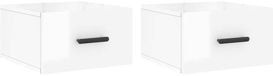 vidaXL Nachtkastjes 2 stuks wandgemonteerd 35x35x20 cm hoogglans wit