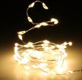 Décoration de Noël 2x Guirlande lumineuse Argent - 66 LED Lampes - Blanc Chaud - Batterie - 100 cm