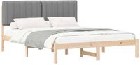 vidaXL Bedframe met gestoffeerde hoofdbord, lichtgrijs, 150 x 200 cm