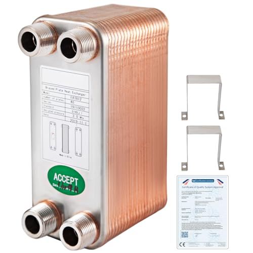 VEVOR EATB12 Plaatwarmtewisselaar Roestvrij staal 316 l Warmtewisselaar Verwarming Gouden