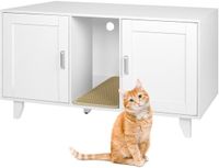 Merkloos / Sans marque Relaxdays Kattenkast voor kattenbak - 65x120x52 cm - met mat - wit
