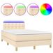 vidaXL Boxspringbed met matras en LED-verlichting, crème kleur, 120x190 cm, gestoffeerd
