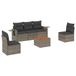 VidaXL 6-delige Loungeset met kussens, poly rattan, grijs