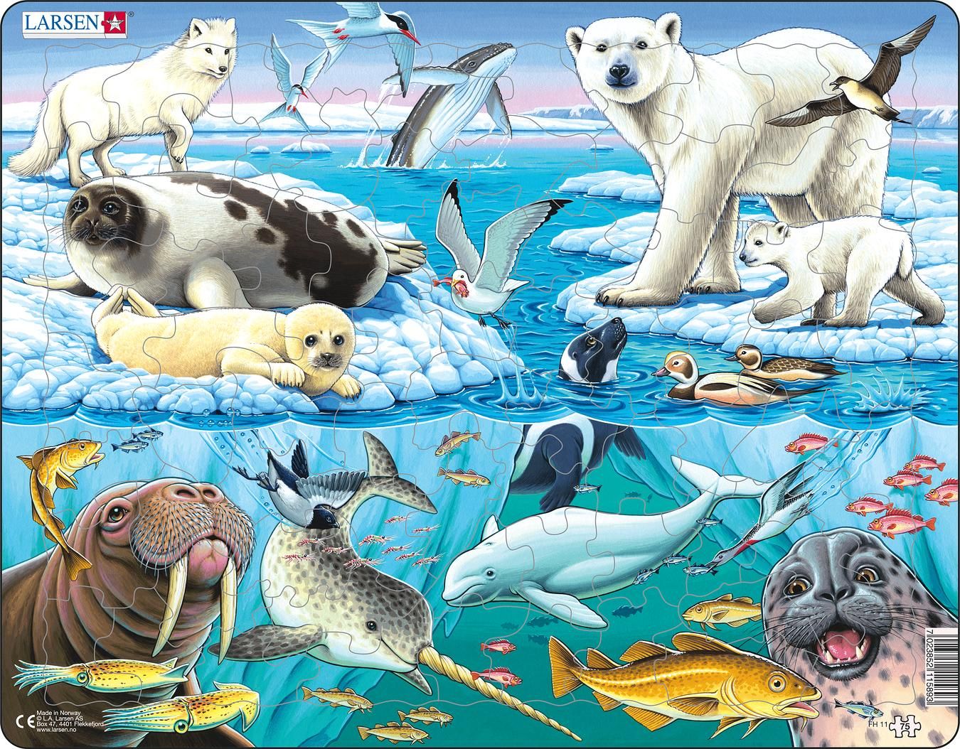 Larsen Maxi Dieren Pooldieren Puzzel - 75 stukjes - Meerkleurig