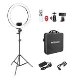 Neewer Ringlamp, 47,5 cm (18 inch) geavanceerd met ledverlichting, touch-bediening met LCD-scherm, afstandsbediening en bediening voor licht 3200-5600 K, statief voor YouTube-videobloggers (zwart)