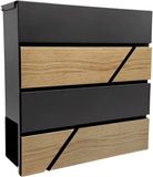 Merkloos Relaxdays Brievenbus met slot - 37x37x11 cm - houtlook - metaal - antraciet