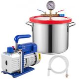 VEVOR Pompe à vide, 3 CFM 1/4 HP chambre à vide avec pompe, équipement de chambre à vide de 1,5 gallon / 6,8 L, pompe à vide pour réfrigérant à un étage CVC, pompe à vide pour climatisation de 220 ml de capacité d'huile