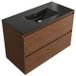 Saniclass Holz Pure Badkamermeubelset - 100x45x62cm - Vygo keramische wastafel zwart - 1 wasbak - zonder kraangat - 2 lades - mat walnut pure (hout) SW1420789/SW773932