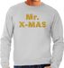 Bellatio Decorations Mr. X-mas Foute Kersttrui sweater - gouden glitter letters - grijs - heren - kerstkleding XL
