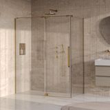 Brauer Stellar - Douchecabine met Draaideur - Helder Glas - 160x90x200 cm - Omkeerbaar - incl. Glascoating - PVD Goud Geborsteld