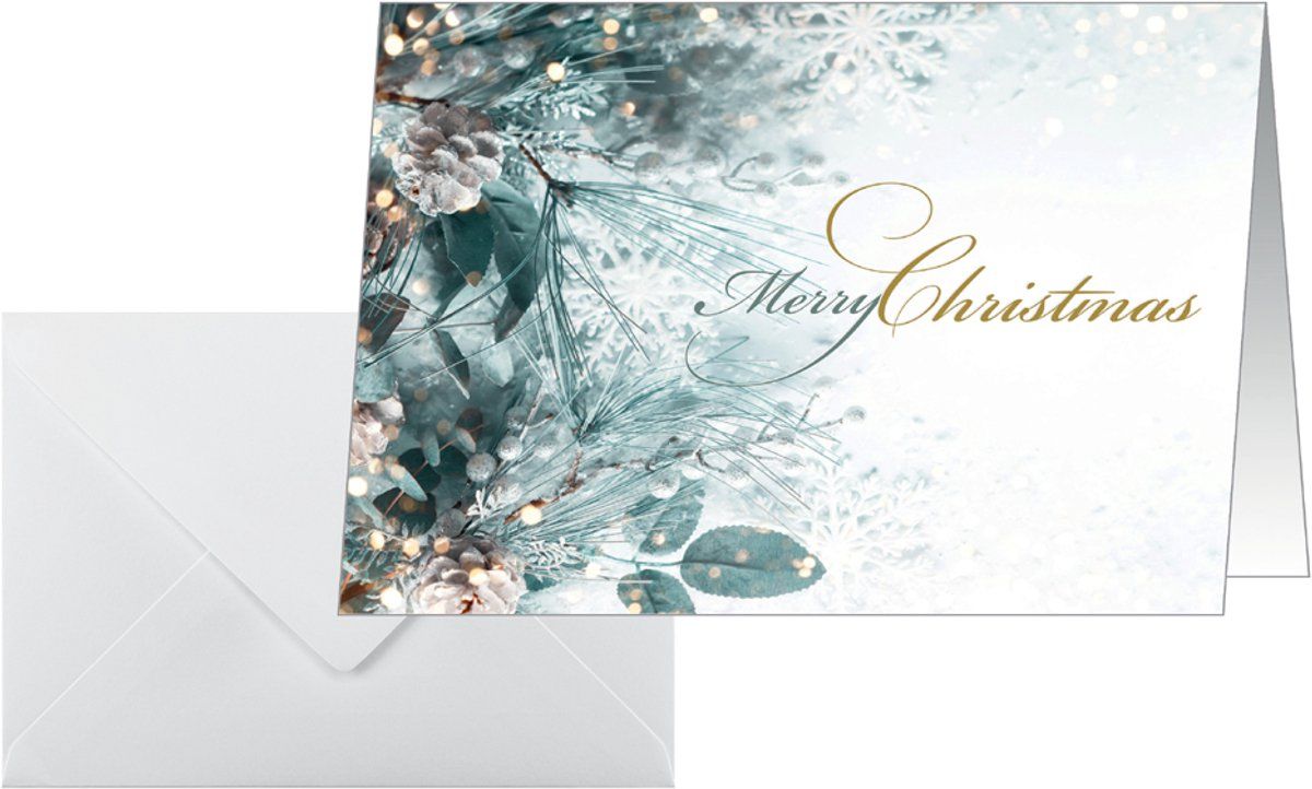 Sigel DS086 kerstkaartenset Eucalyptus magic, A6 dwars, 25 kaarten met enveloppen