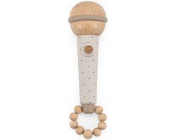 Label Label Wooden Microphone - Houten Speelmicrofoon - Rollenspel en Muzikaal Speelgoed - Stimuleert Fantasie en Motoriek - Vanaf 6 Maanden Nougat