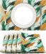 Merkloos Placemat Set van 4, Abstracte Bladeren, Afwasbaar, Hittebestendig, Polyester, Groen, 33 x 48 cm