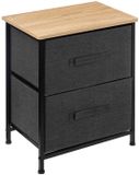 5FIVE Opbergkast Pisa - 2 mandjes - grijs - 45 x 30 x 51 cm - metaal/hout/stof - nachtkastje