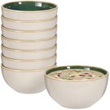 Excellent Houseware Bol à soupe Kenji - set de 8x - vert - 14 x 7 cm - céramique