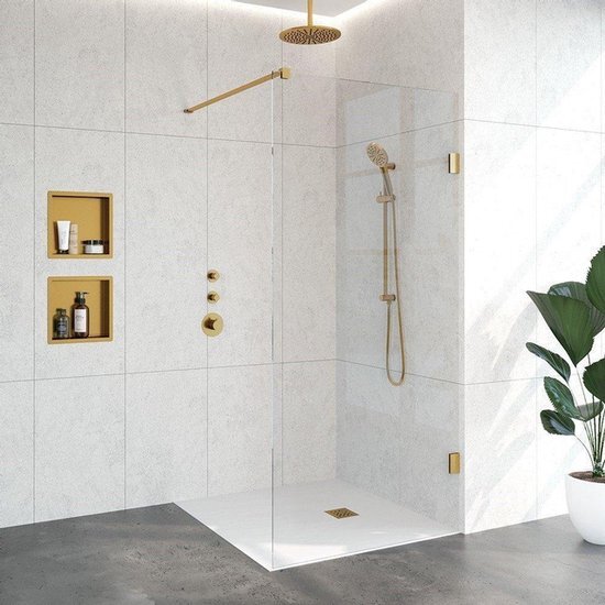 Saniclass Create Inloopdouche - 100x200cm - Goud geborsteld