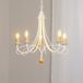 ONLI Milvia 5-lampen kroonluchter, wit/houtkleur, metaal