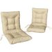 Coussin de siège d'extérieur avec dossier et sangles, housse imperméable pour intérieur et extérieur, beige