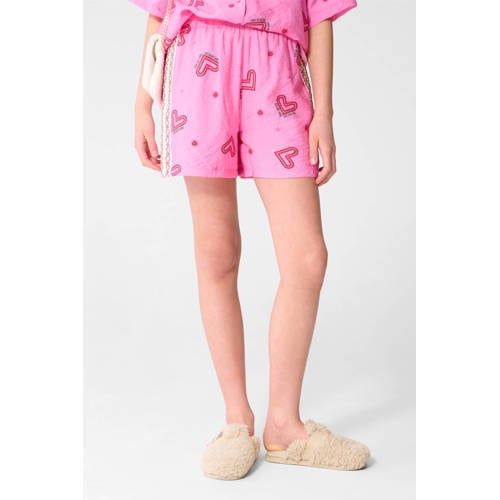 Shoeby casual short met hartjes roze