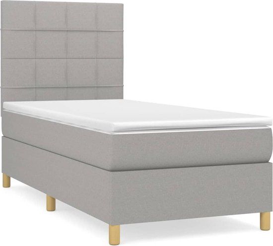 vidaXL Boxspring met matras stof lichtgrijs 90x190 cm