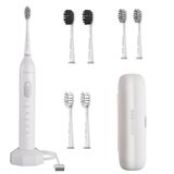 BarberBoss Sonic elektrische tandenborstel - 5 poetsmodi, 6 opzetborstels, drukbescherming, smart timer & reisetui - wit