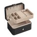 SONGMICS Boîte à bijoux de voyage, petite, 2 niveaux, pour accessoires plus grands | Étui de voyage portable pour bijoux, rangement de bijoux, 11 x 16 x 8 cm, idée cadeau, noir et beige, collection GISELLA JBC166B01