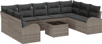 vidaXL Tuinbank Set Grijs Polyrattan