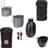 Bushcraft kooksysteem "Dragon" Crusader MKII - 6 delig - Zwart
