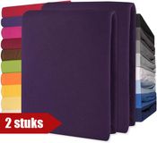 CelinaTex Lion Beddenshop Lucina Hoeslakens Jersey Katoen Stretch 30cm Hoge Hoek - Set van 2 - Lila 90x200cm - 100x200cm