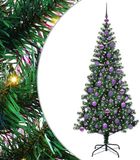 vidaXL - Plastique - Pré-éclairé - Sapin de Noël - Vert - 180 cm